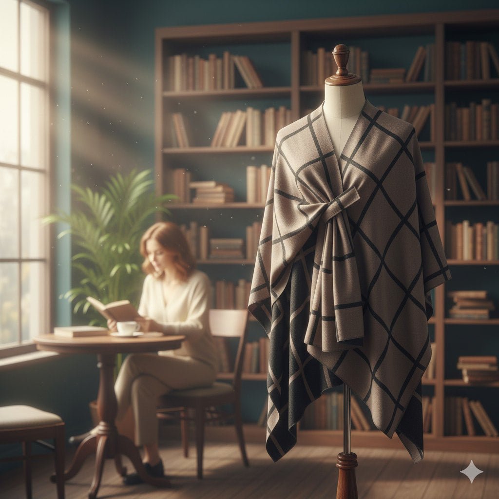 Classic Plaid Scarf | Elegant Oversized Winter Shawl for Women - sparklesway.co.uk