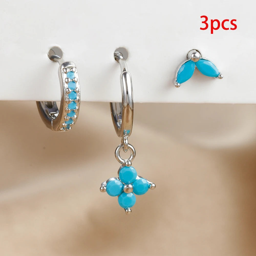 Crystal Flowers Ear Hook Eardrops Geometric High-grade Cartilage