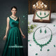 Emerald Green Crystal Jewelry Set | Statement Necklace & Earrings for Women - sparklesway.co.uk