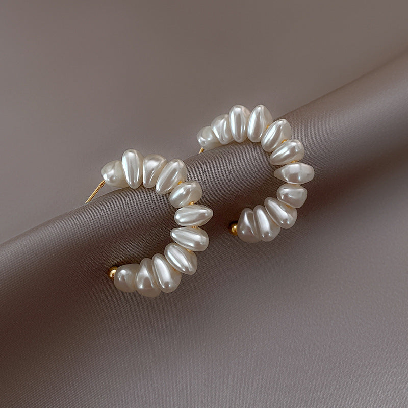 Pearl circle hoop earrings styled – lightweight elegant earrings women UK