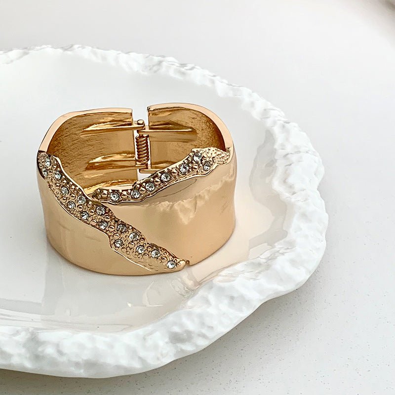 Gold Cuff Bracelet for Women | Statement Crystal Bangle Bracelet - sparklesway.co.uk