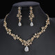 Golden Zircon Jewelry Set Bridal Necklace Earrings Wedding Two - piece Set - sparklesway.co.uk