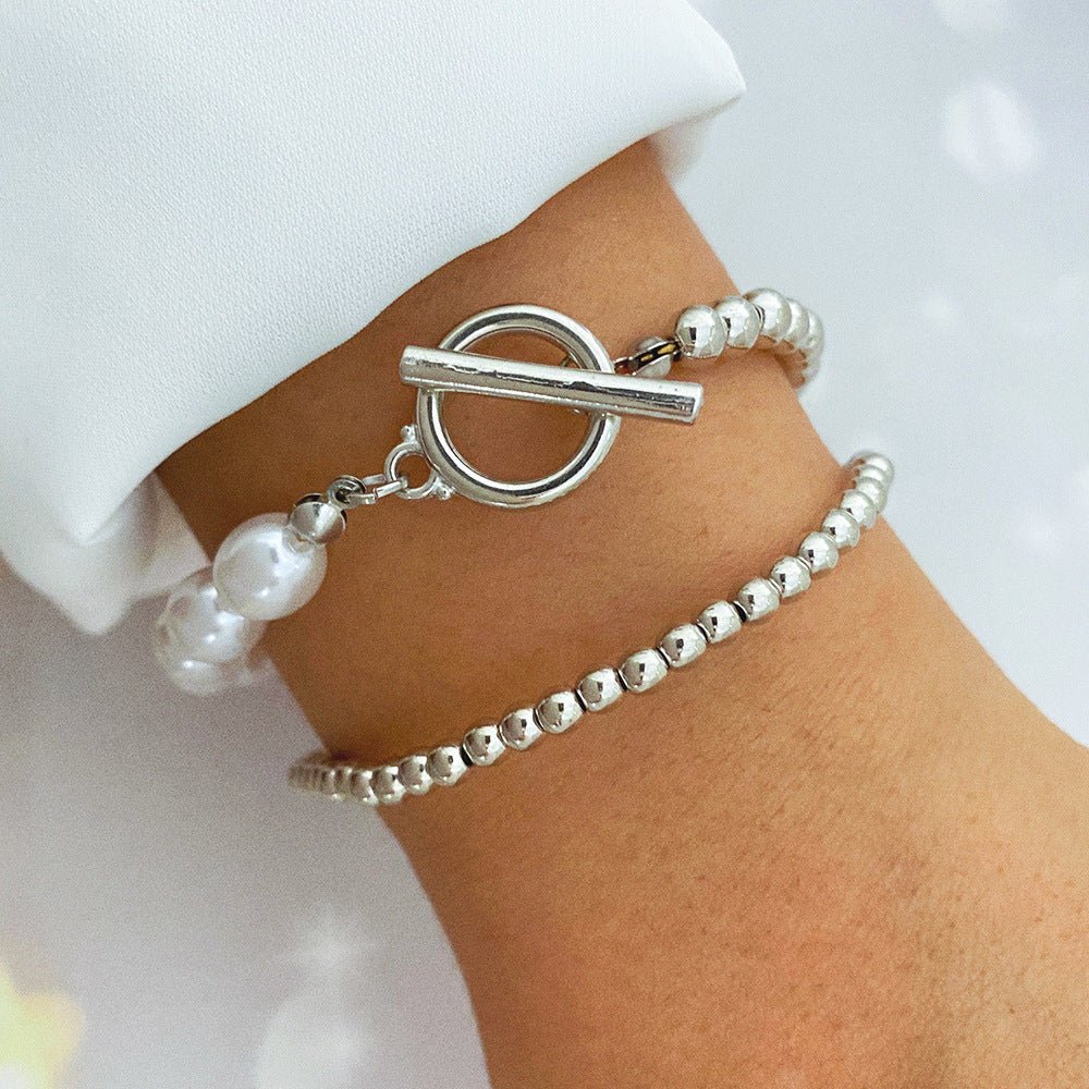 Punk Exaggerated Round Beads Chain Multi - layer Bracelet - sparklesway.co.uk