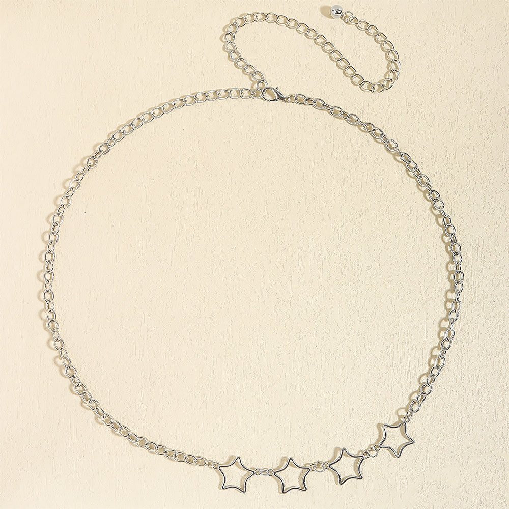 Simple Fashion Men And Women Star Metal Waist Chain Sexy Cutout Five - pointed Star Body Chain Jeans Dress Accessories - sparklesway.co.uk