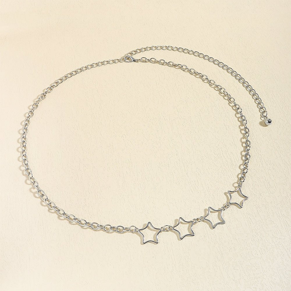 Simple Fashion Men And Women Star Metal Waist Chain Sexy Cutout Five - pointed Star Body Chain Jeans Dress Accessories - sparklesway.co.uk