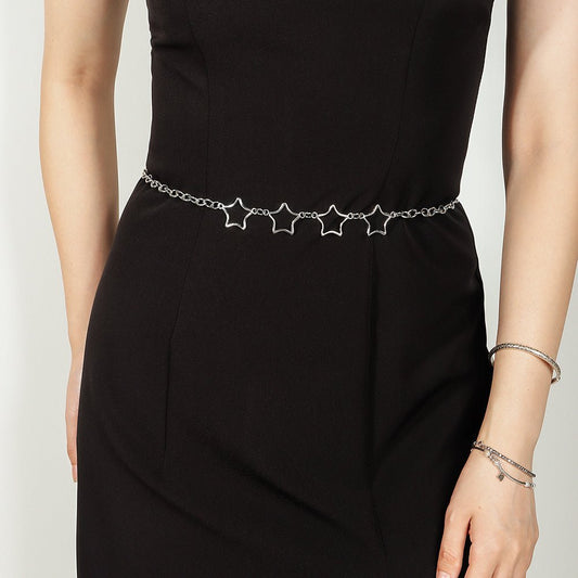 Simple Fashion Men And Women Star Metal Waist Chain Sexy Cutout Five - pointed Star Body Chain Jeans Dress Accessories - sparklesway.co.uk