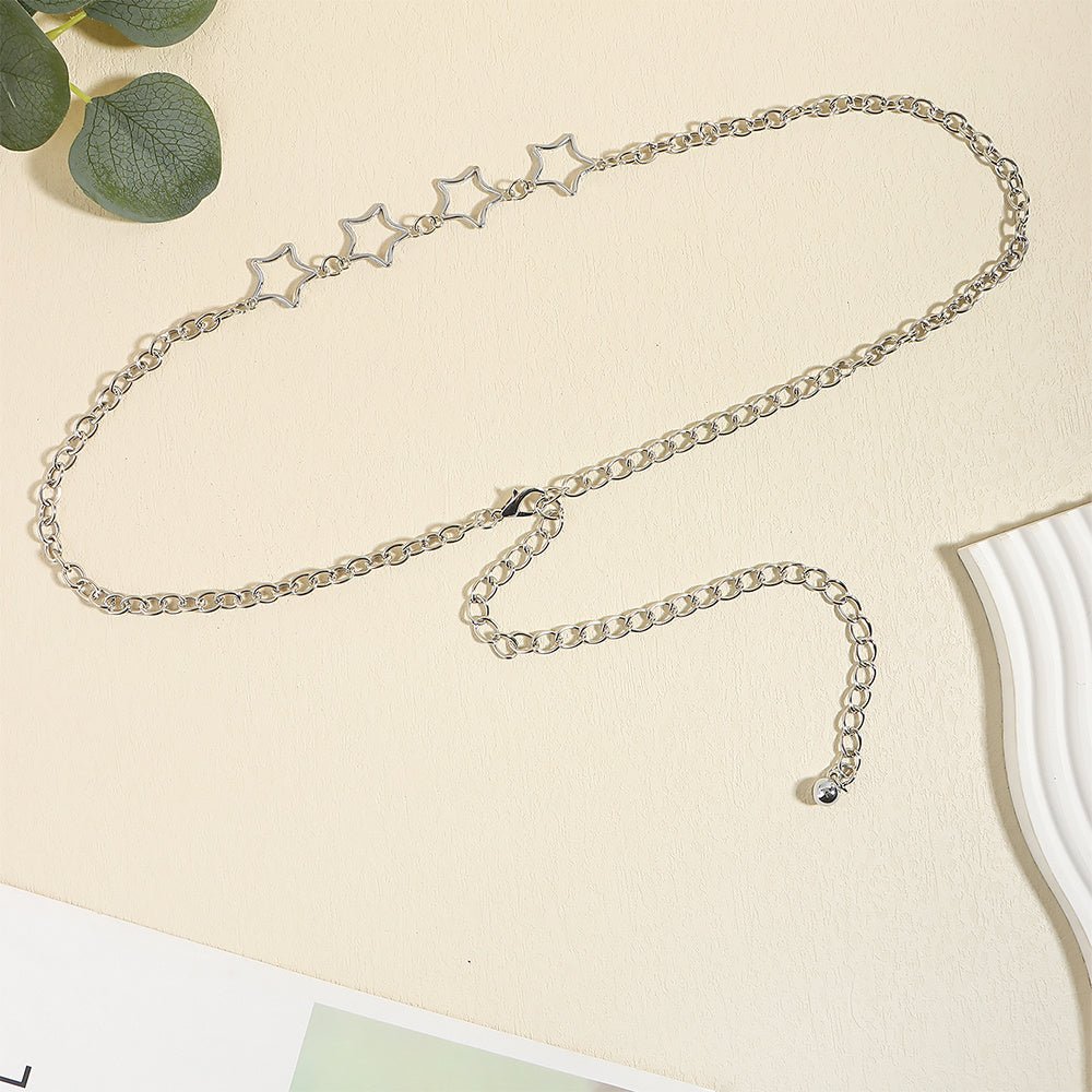 Simple Fashion Men And Women Star Metal Waist Chain Sexy Cutout Five - pointed Star Body Chain Jeans Dress Accessories - sparklesway.co.uk