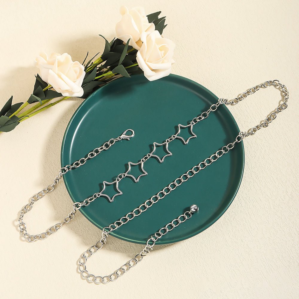 Simple Fashion Men And Women Star Metal Waist Chain Sexy Cutout Five-pointed Star Body Chain Jeans Dress Accessories - sparklesway.co.uk 