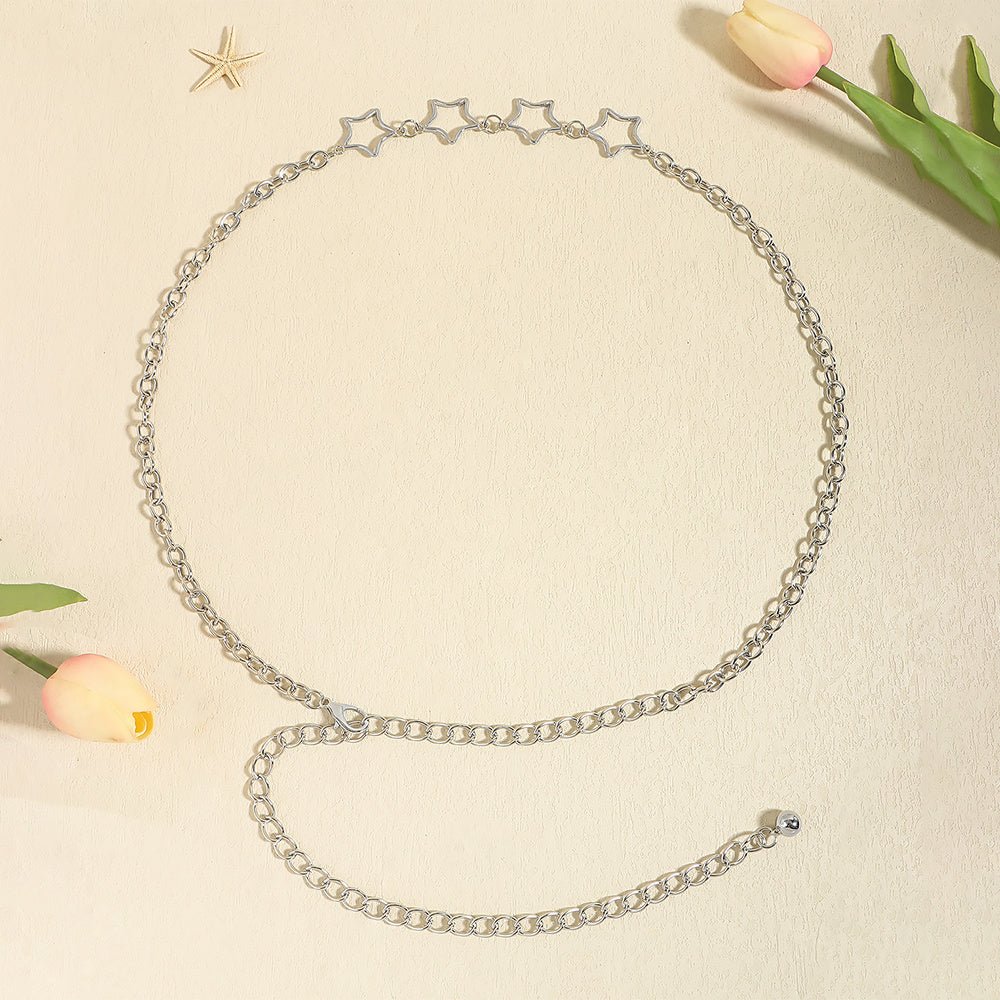 Simple Fashion Men And Women Star Metal Waist Chain Sexy Cutout Five - pointed Star Body Chain Jeans Dress Accessories - sparklesway.co.uk