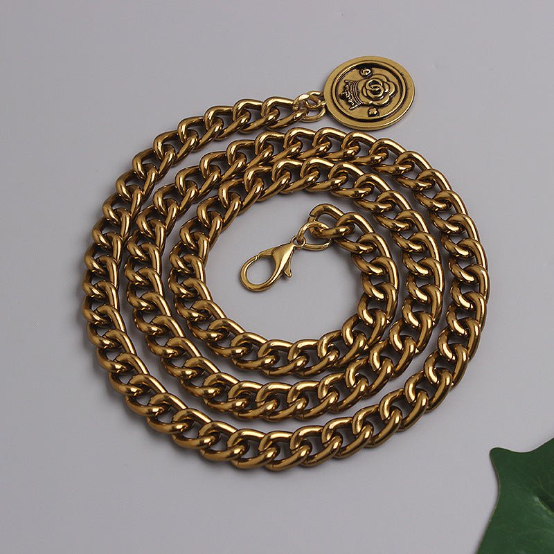 Waist Chain Jeans Dress Accessories Black Gold Chain Belt - sparklesway.co.uk