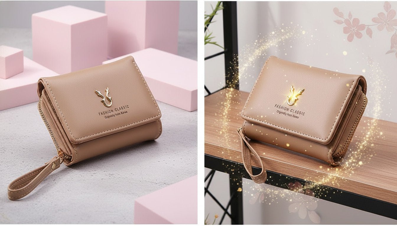 Women's Small Wallet | Compact Leather Wallet with Wrist Strap - sparklesway.co.uk